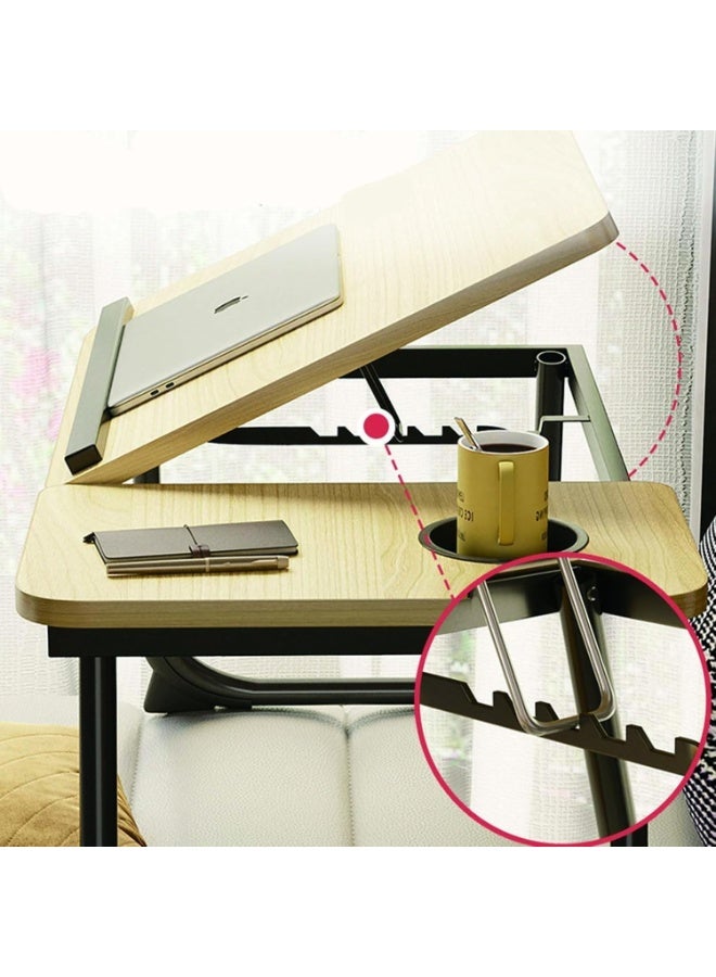 Lacoz Adjustable Laptop Desk for Bed Portable Beds Tray Table with Cup Holder Beige - Image 3
